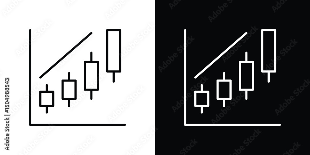 Obraz premium elevating market insight icon. candlestick chart for financial analytics, stock trading, data trend thin line icon symbol sign for your app and web. vector illustration