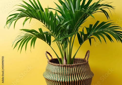 Palm basket yellow background