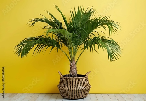 Palm basket yellow background