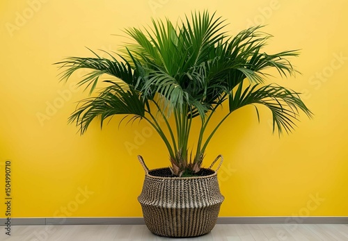 Palm basket yellow background
