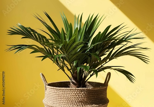 Palm basket yellow background