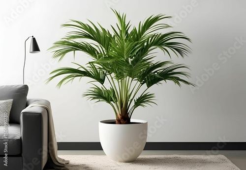 Potted palm on white background