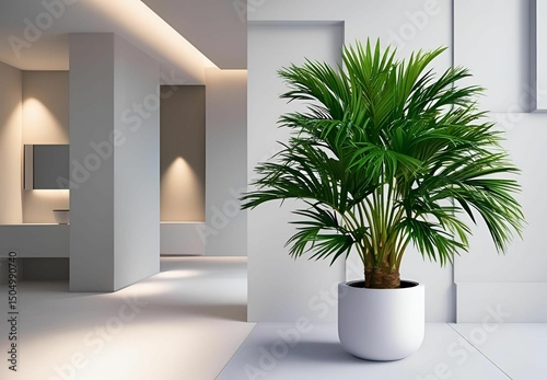 Potted palm on white background