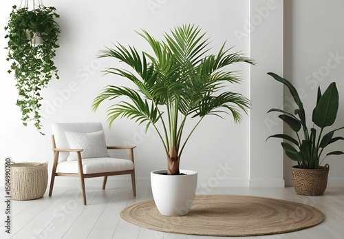 Potted palm on white background