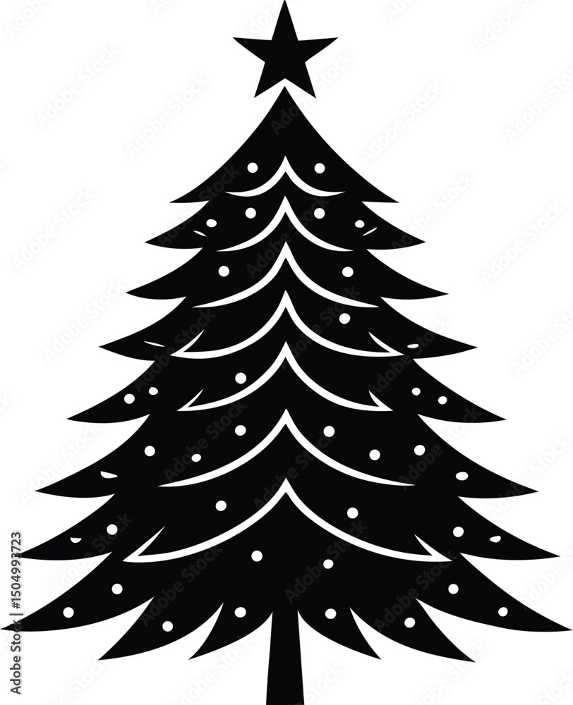 Obraz premium Christmas Tree Silhouette Vector Clipart Design png icon