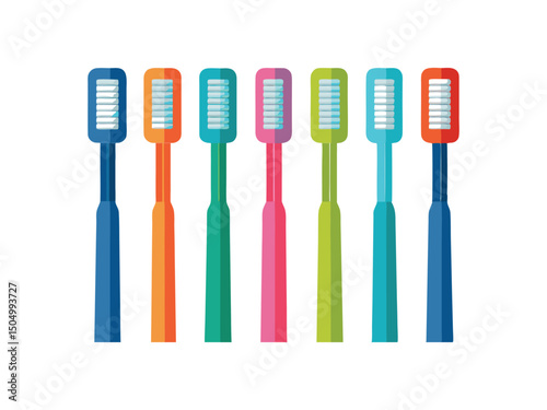 Colorful toothbrushes set isolated on white background
