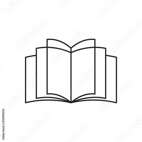 Open Book Outline Icon – Minimalist Education and Reading Symbol Vector