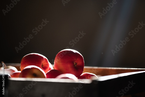 Apples in a wooden box