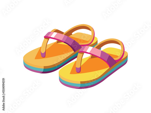 Colorful summer sandals for kids isolated on white background
