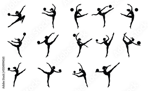 Ballet Dancing Silhouettes. Dance ballet silhouettes. Dancer woman people. Female ballerina recital silhouette. Set of dance ballet silhouette illustrations. Female ballet dancing.