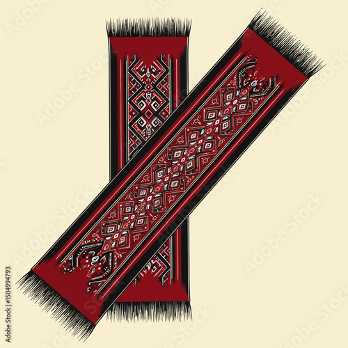 Two Decorative Rugs with Red and Geometric Patterns for Home Decor