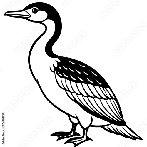 Minimalist Great Cormorant Vector on White Background