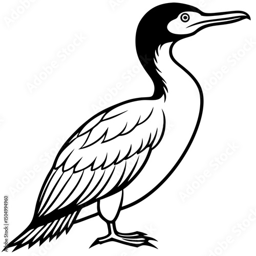 Minimalist Great Cormorant Vector on White Background