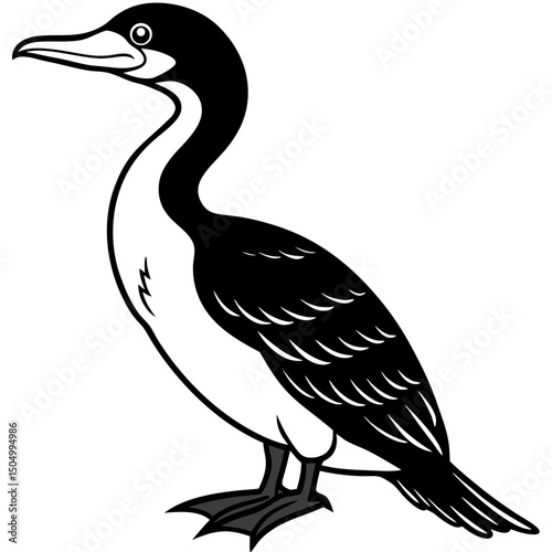 Minimalist Great Cormorant Vector on White Background