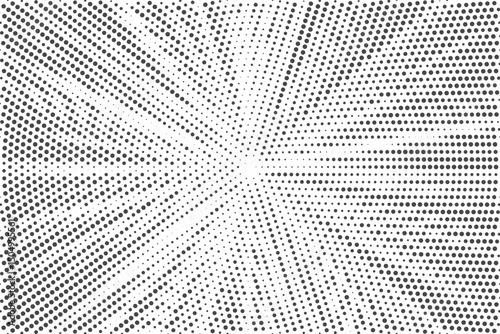 Radial halftone lines background. Comic manga dotted pattern. Cartoon zoom effect with sunrays or bang burst. Vector halftone design.