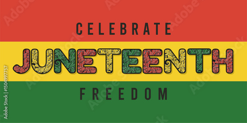 Juneteenth Independence Day. Freedom or Emancipation day. Annual american holiday, celebrated in June 19. African-American history and heritage. Poster, greeting card, banner and background. eps file
