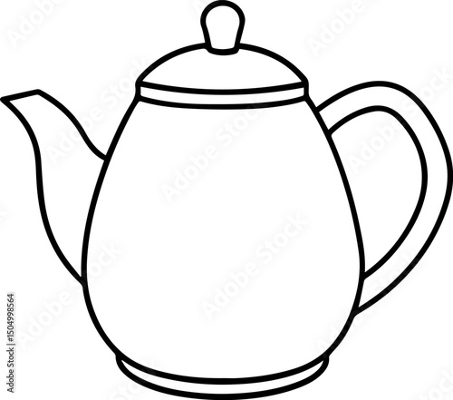 teapot outline coloring book page vector illustration line art	