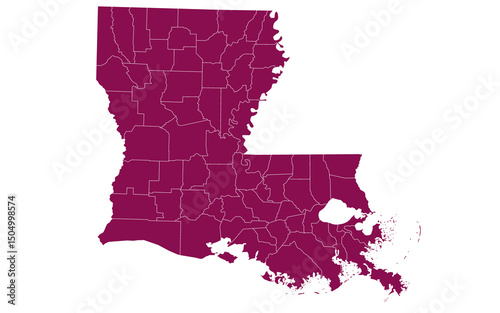 Louisiana map, Louisiana administrative map. parishes map of Louisiana, blank Map, empty map of Louisiana