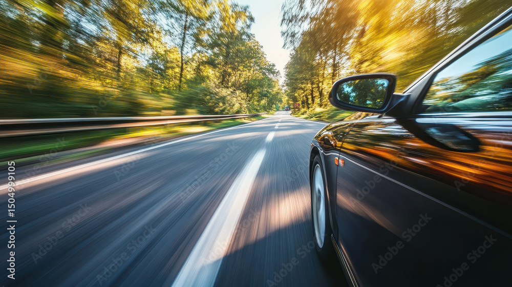 Fototapeta premium Fast Car on a Scenic Highway