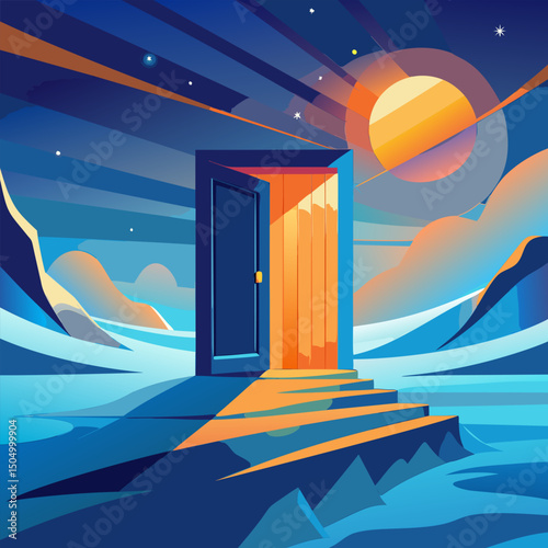 Door to a New Adventure. A Surreal Journey into the Unknown
