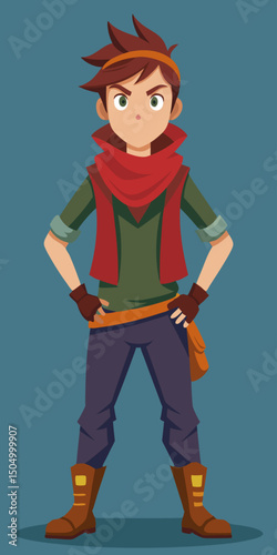 A young cartoon adventurer. a digital fantasy illustration
