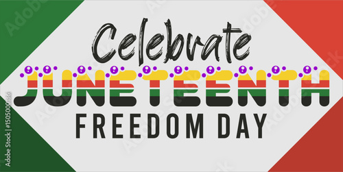 Juneteenth Independence Day. Freedom or Emancipation day. Annual american holiday, celebrated in June 19. African-American history and heritage. Poster, greeting card, banner and background. eps file