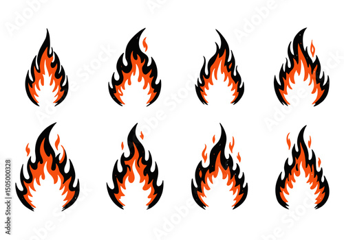 Cartoon Flames Collection: Fire Elements Vector Set