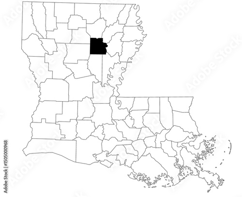 Map of caldwell Parish in Louisiana state on white background. single Parish map highlighted by black colour on Louisiana map. UNITED STATES, US