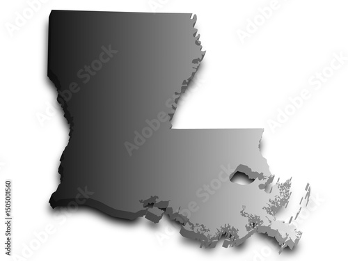 Louisiana map 3d, state with color. United State of America, US, United State
