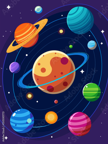 Vibrant Planets in Cosmic Dance. A Colorful Journey Through the Solar System