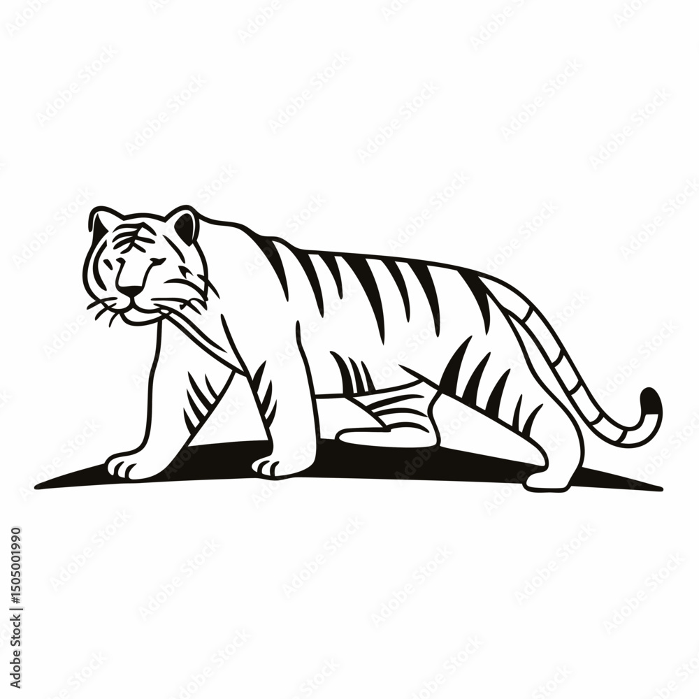 Obraz premium Isolated cartoon tiger vector illustration of a wild striped feline