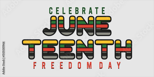 Juneteenth Independence Day. Freedom or Emancipation day. Annual american holiday, celebrated in June 19. African-American history and heritage. Poster, greeting card, banner and background. eps file
