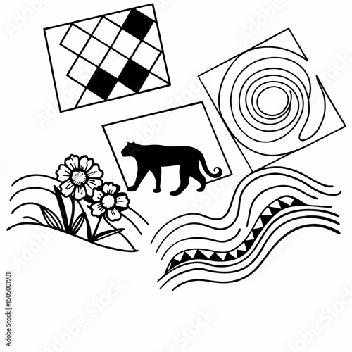 Cute cartoon vector animal illustrations featuring cats, lions, fish, and other domestic pets and farm animals, perfect for design icons, art, banners, or Halloween cards