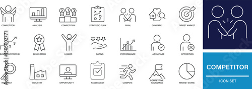 Competitor Icon Set competitor, business strategy, market analysis, competition, target market,.