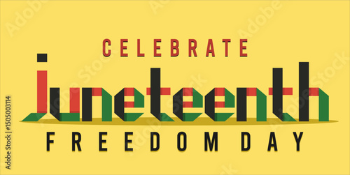 Juneteenth Independence Day. Freedom or Emancipation day. Annual american holiday, celebrated in June 19. African-American history and heritage. Poster, greeting card, banner and background. eps file
