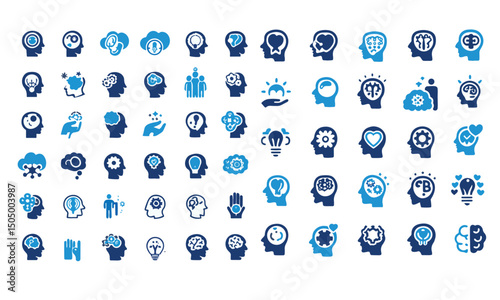 Stress and Mental Health Line Icon Set