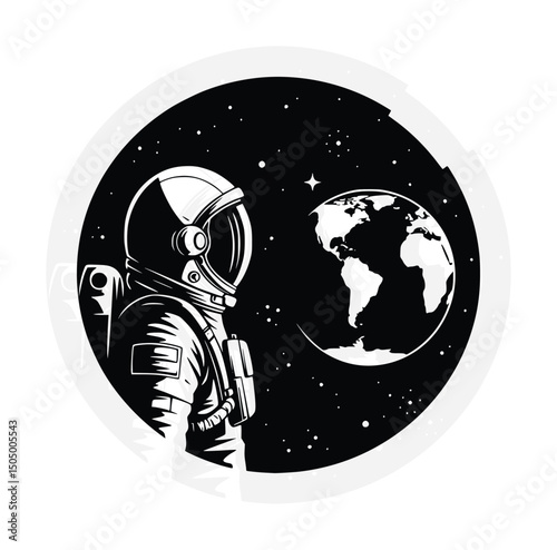 Astronaut Looking at Earth Vector