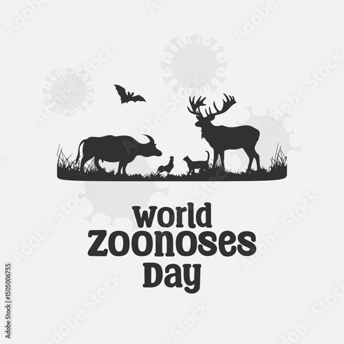 Vector graphic of World Zoonoses Day for World Zoonoses Day celebration.
