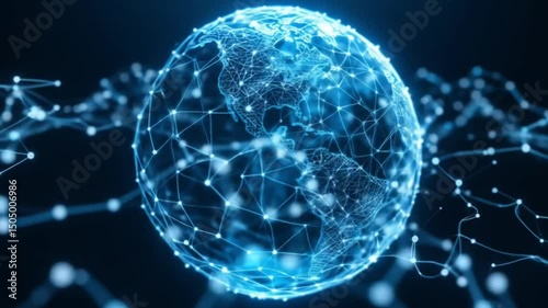 Wallpaper Mural Blue energy sphere in abstract light space with plasma motion Torontodigital.ca