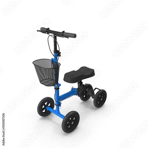 Blue Steerable Knee Scooter isolated on transparent background