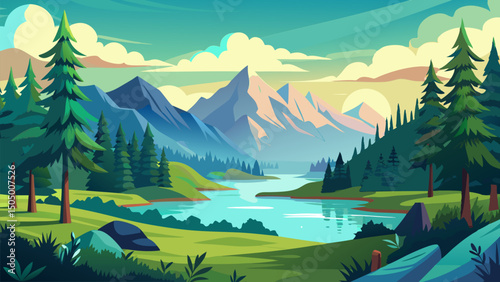 Majestic Mountain Lake Landscape. Serenity in Nature