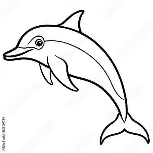 Simple Bottlenose Dolphin Vector on White