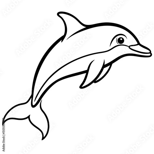 Simple Bottlenose Dolphin Vector on White