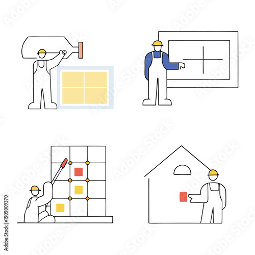 Construction Worker Icons Installation, Design, and Home Improvement