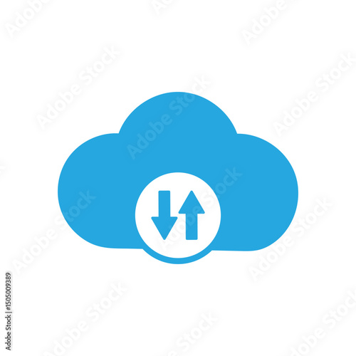 Cloud Storage Backup Symbol – White Background Icon Illustration