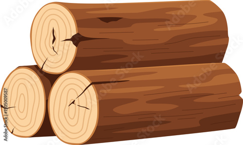 Stacked Logs Illustration Amidst Deforestation