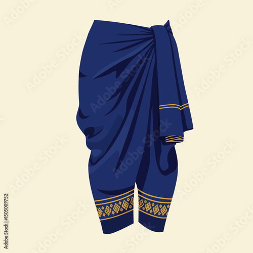 Draped Sarong with Traditional Gold Pattern for Cultural Fashion Display