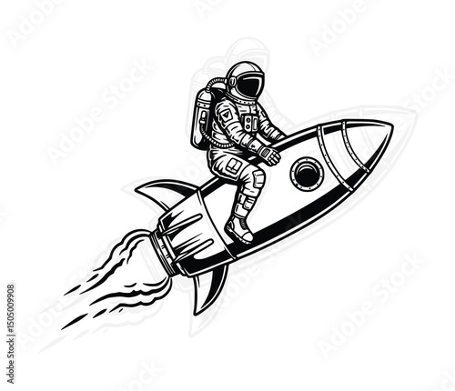 Astronaut Riding Rocket Clipart