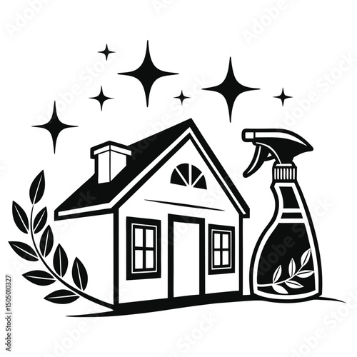 "Clean House with Spray Bottle Vector"