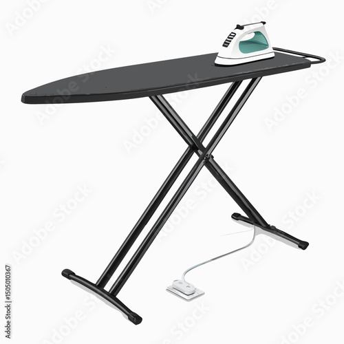 "Ironing Board with Iron Vector"